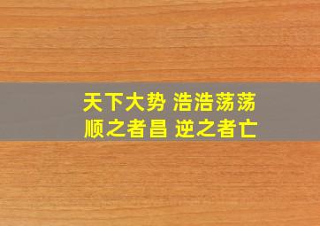 天下大势 浩浩荡荡 顺之者昌 逆之者亡